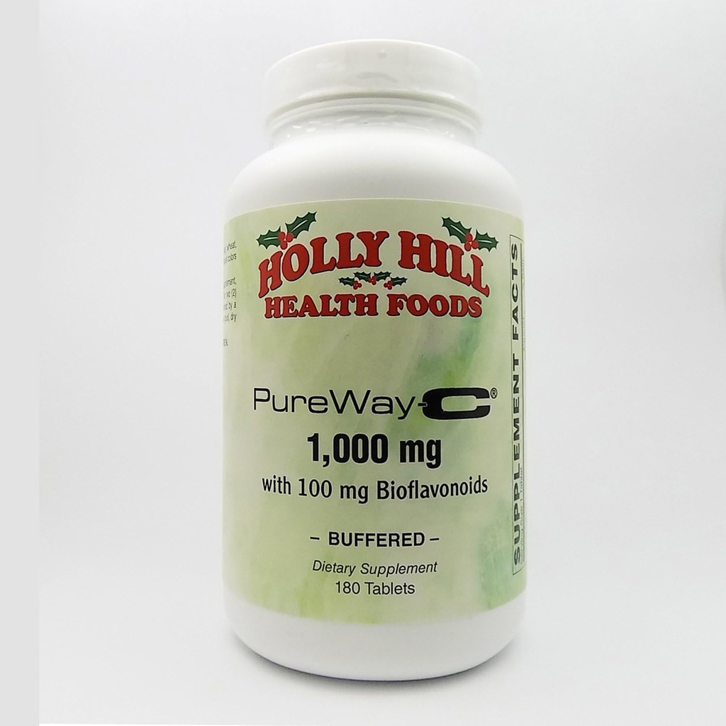 Holly Hill健康食品,纯Way-C 1000 MG,配有100 MG Bioflavoids,缓冲,180片