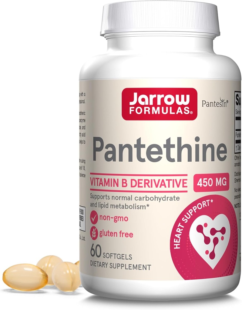 Jarrow Formats Pantethine 450 mg - 维生素B5-60的衍生物(软胶) - 支持心脏健康,Carbohydate & Lipid代谢 - Coenzyme A(CoA) 前体 - 泛神酸补充剂