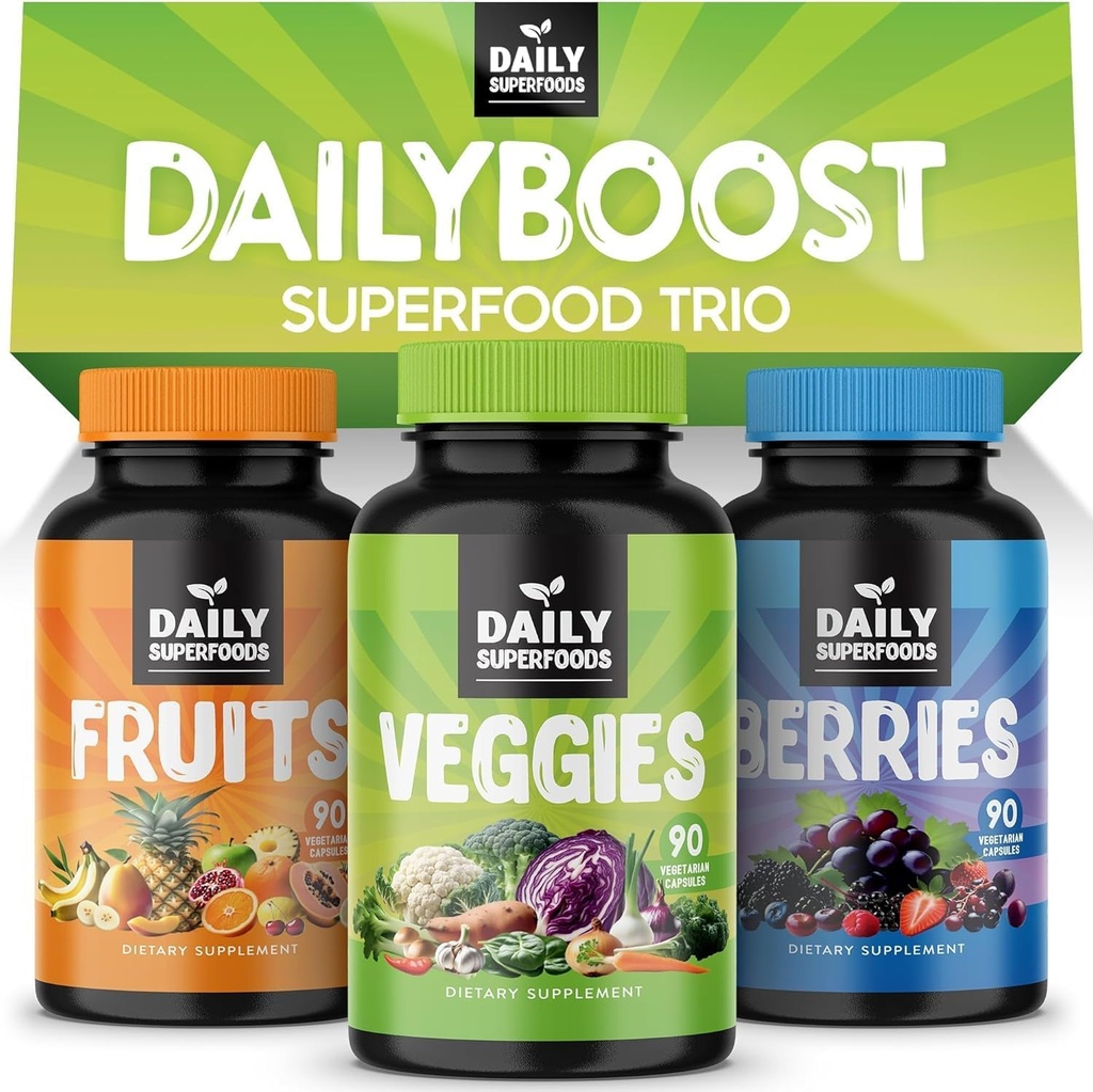 DailyBoost - 42 不同食品水果和蔬菜补充品,配有天然能源促进剂-来自自然的水果和蔬菜的平衡100%-美国制造
