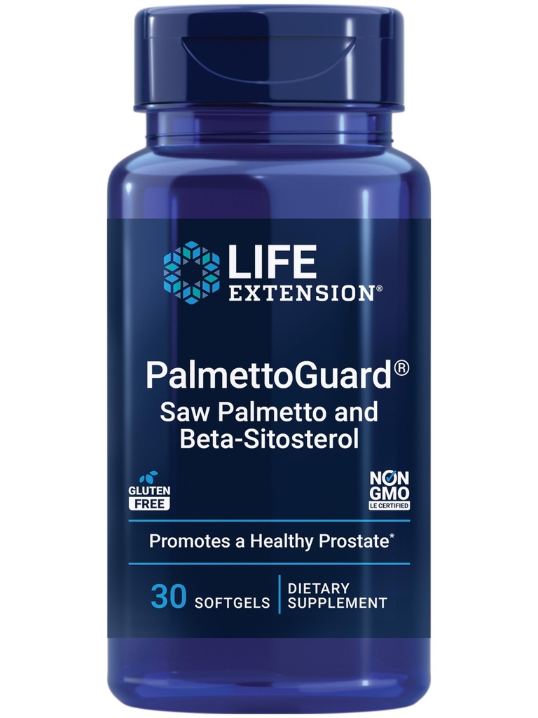 Life Extension PalmettoGuard Saw Palmetto & Beta-Sitosterol – Supports Healthy Prostate Function & Hormone Metabolism Health – Supplements for Men - Gluten-Free, Non-GMO – 30 softgels