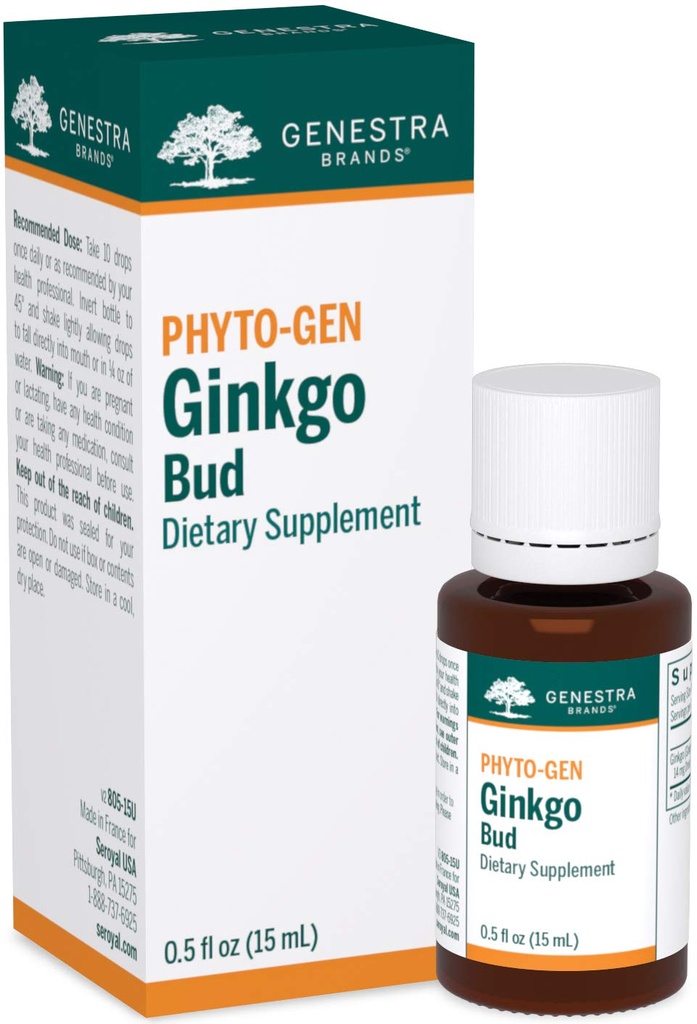 Genestra Brands Ginkgo Bud 草药补充 0.5 f. oz.