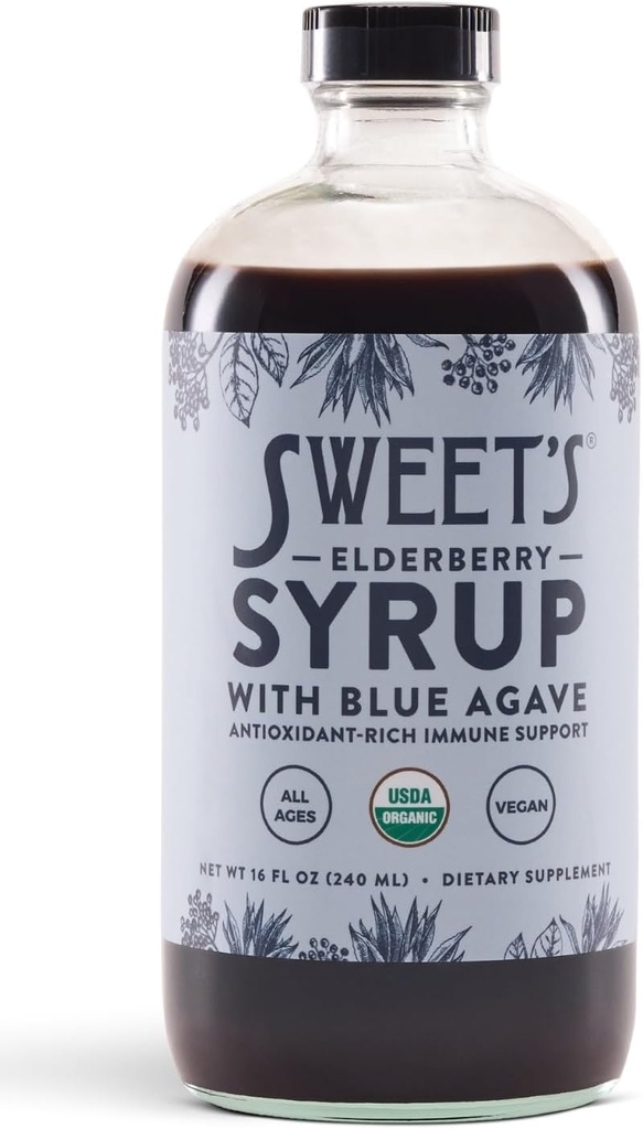 (原始内容存档于2018-07-21) (英语). Elderberry Syrup with Blue Agave QQ Immune Support – UDA 有机认证 – Non-GMO – Vegan – Gluten Free (16 oz).