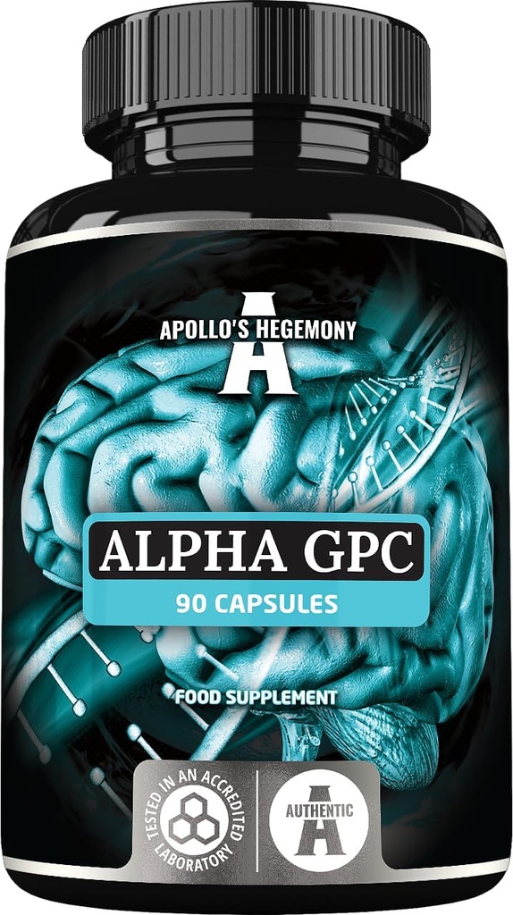 APOLLO的HEGEMONY Alpha-GPC 每日剂量600mg - 90 Vegan Choline Capsules - 99% Choline Alfoscerate 饮食补充 - Lipid Choline - 记忆和浓度 Capsules