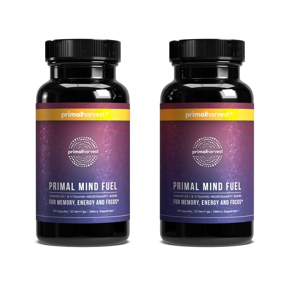 2 Pack,Primal Mind Fuel Brain Booster for Focus, Energy, Clarity, Memory Brain Health 30 Capsules Nootrophics Brain Supports 供男女使用
