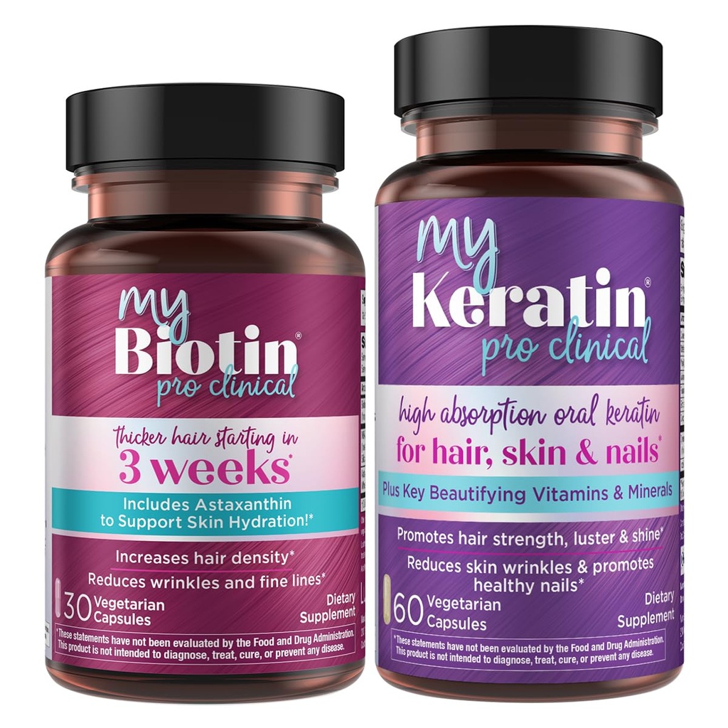 纯度产品包 - MyBiotin ProClinic + MyKeratin 高级发型治疗 MyBiotin ProClinic(Biotin, MB40X Matrix, Astaxanthin) - MyKeratin(下一代Keratin 头发,皮肤和钉子)