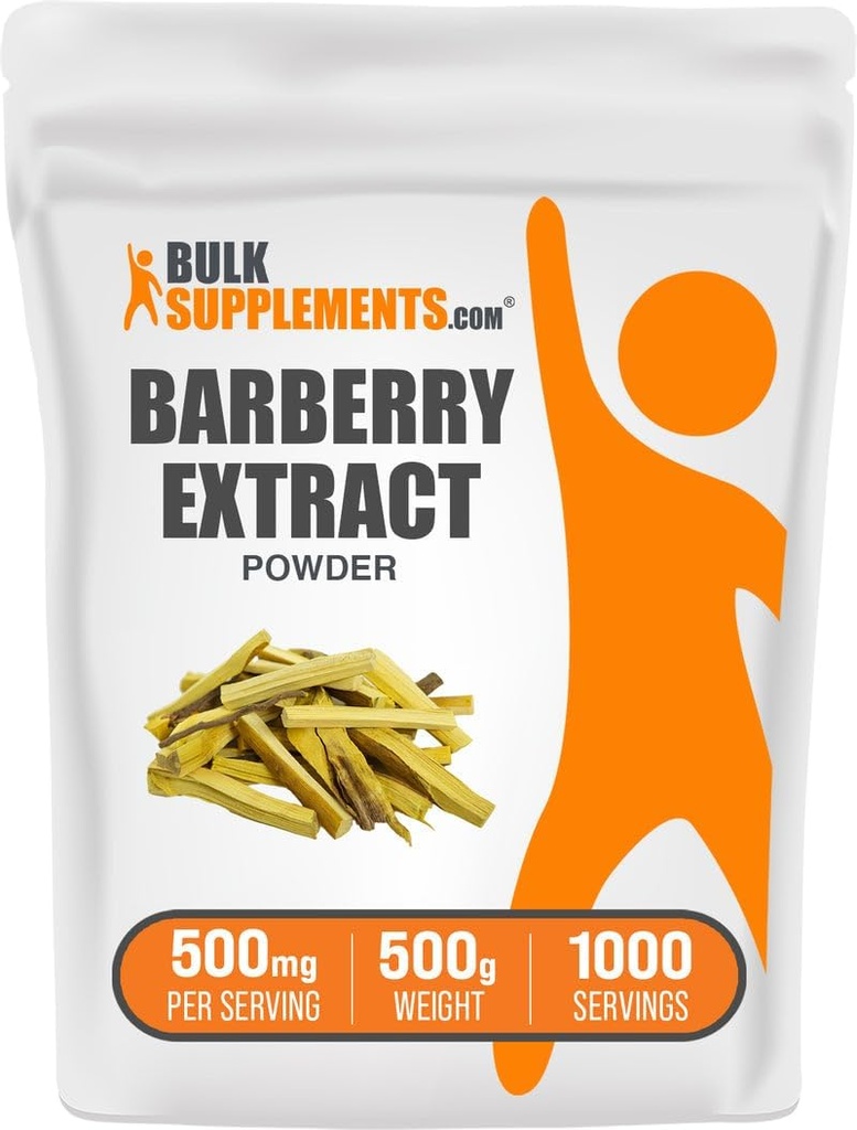 Bulk Assupports.com Barberry 提取粉末 - Barberry Sypplement, 草药补充剂 - Vegan & Gluten Free, 500mg / service, 500g (1.1磅) (一包)