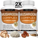 Toplus Mushroom 补充 Lions Mane & Cordyceps Reishi Chaga 10 有机Mushroom 混合剂,用于支持Immune系统,记忆,焦点和清晰度以及增加能量,面向男性,60个卡普尔