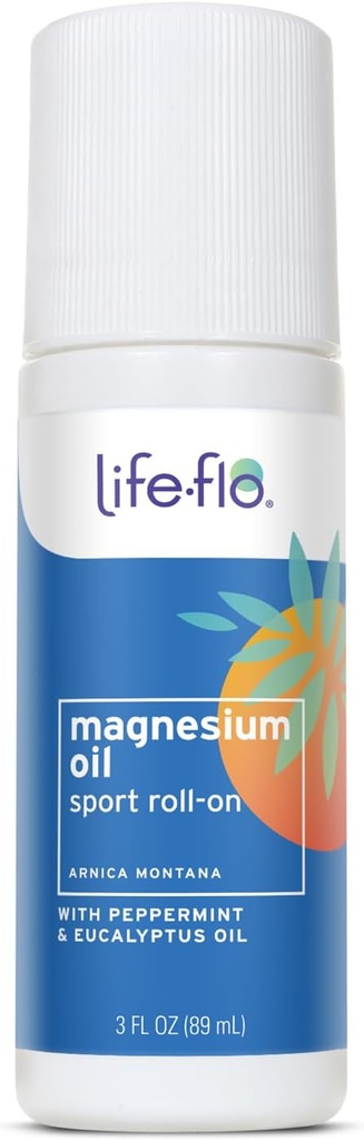 生活-Flo Magnesium Oil Sports 滚开 - 成人和孩子们的Magnesium Roll On, Soothing Roller Stick for Sore Muscles After Sports, 使用在脚,腿,背部和身体上 - 3 fl oz Roller