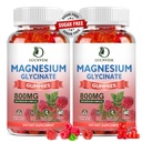 (2 Pack Sugar Free Magnesium Glycinate Gummies, 500mg Magnesium Glycinate with 200mg Magnesium Malate, Taurate, Oxide, COQ10, Vitamin B6 and D3, Sleep & Calm Support, 120 Raspberry Gummies