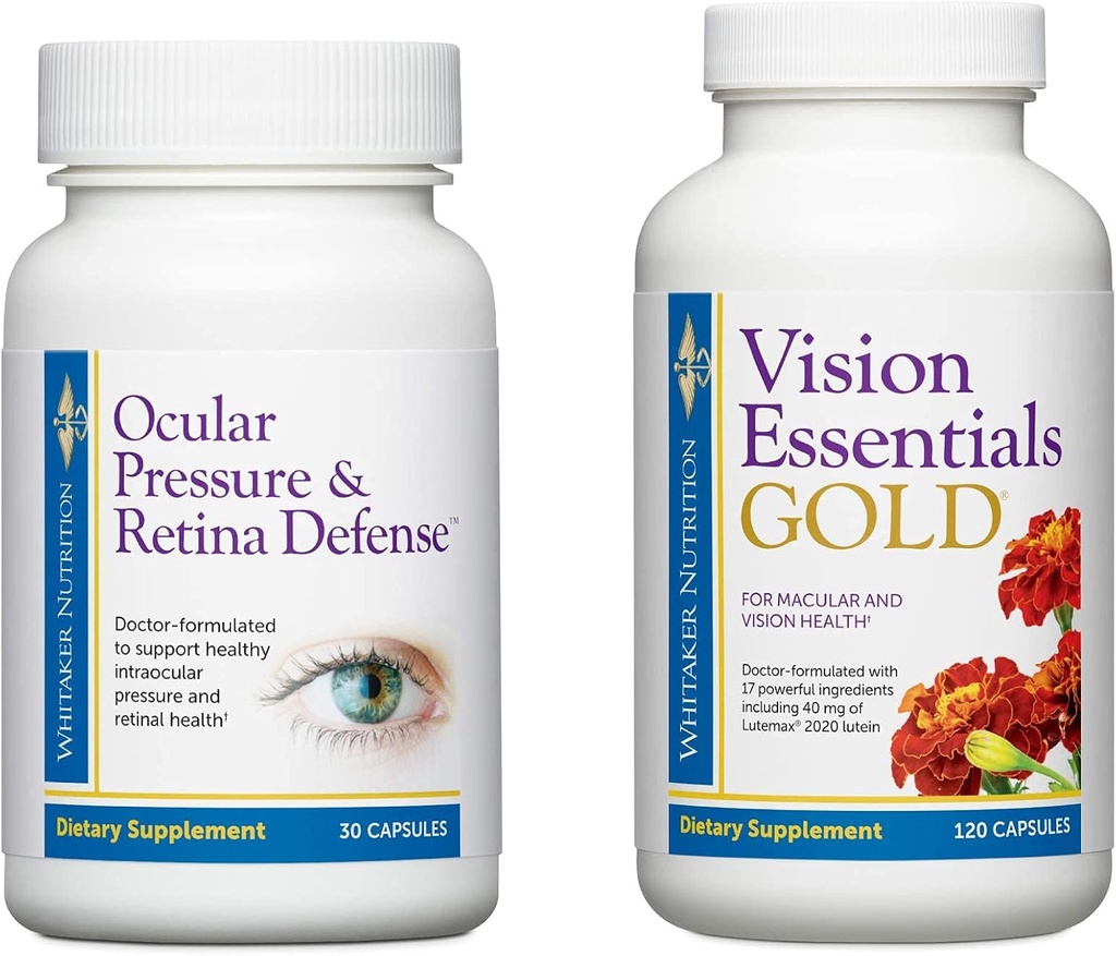 Premium Eye Health Bundle 包括透视必需金,含40毫克Lutein,用于健康视觉功能和视网膜压力防护,以支持健康内膜压力水平