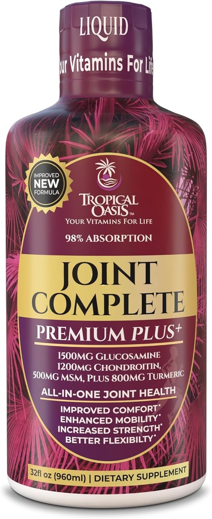 联合完成的Premium Plus - 液态联合补充剂 w/Glucosamine,Chondroitin,MSM Plus 800mg Turmeric - 98% 最大吸收量 - 32oz, 32 serv