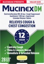 Mucinex Cough Suppressant and Expectorant, DM Maximum Strength 12 Hour Tablets, 28ct, 1200 mg Guaifenesin, Relieves Chest Congestion, Quiets Wet and Dry Cough, #1 Doctor Recommended OTC Expectorant