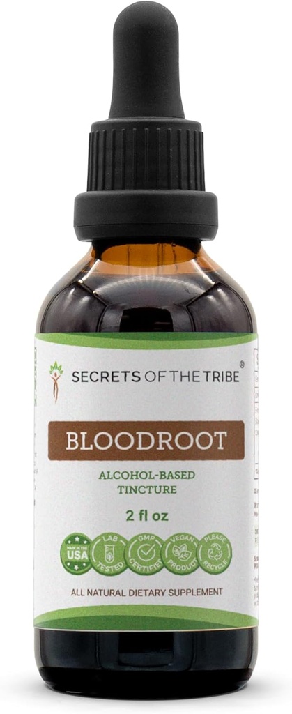(原始内容存档于2018-03-21) (英语). Secrets of the Trible Bloodroot Lows Tinctures 提取,负责养殖血根(Sanguinaria Canadensis) 干根(2 fl oz).