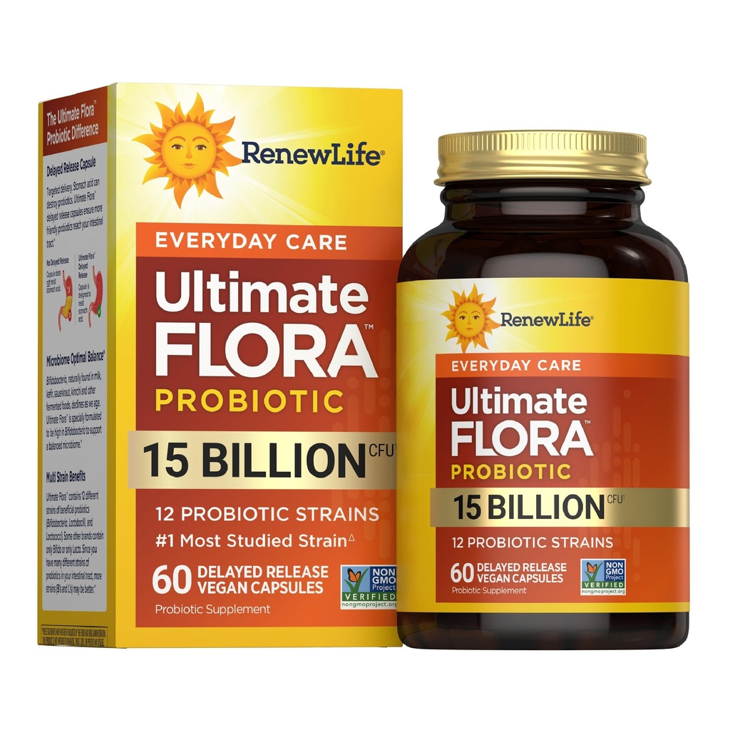 更新生活 每一天 Probiotic Capsules, Daily Supplements 支持尿液,消化和免疫健康, L. Rhamnosus GG, 乳制品, 豆类和无谷类, 15亿 CFU, 60 Counter
