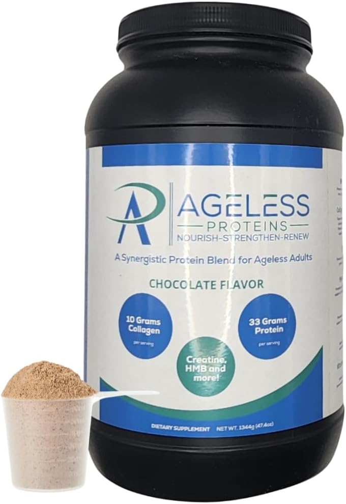 巧克力Whey蛋白粉和Collagen Peptides 供成年成人使用. 支持肌肉建设和与24克蛋白质、凝血素、HMB和维生素(30份,巧克力)的结合健康