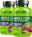 NATURELO 全食品 多维特敏 + 含长莓和蘑菇的混合剂 - 配有额外免疫支持的完整的多维特敏 - C, D3, 锌, 长莓, Reishi, Shitake, 60 Vegan Capsules (Pack of 2)