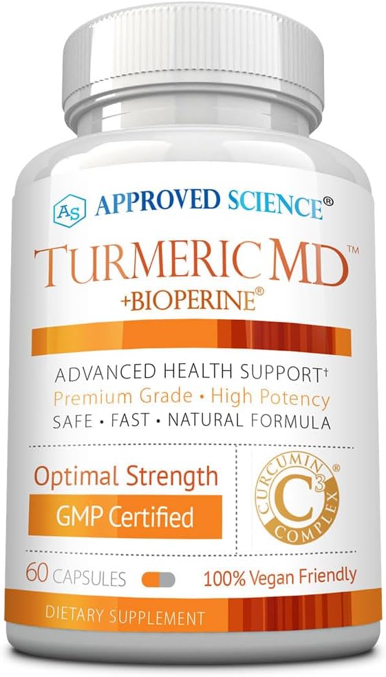 已核准的Science Turmeric MD -- -- 含BioPerine和95%的标准化Turmeric Crucuminoids -- -- 60个卡普尔(1个月供应)