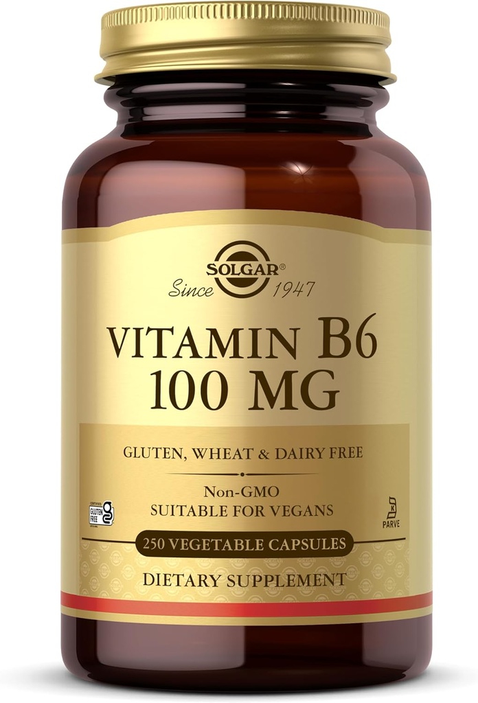 Solgar 维生素B6 100毫克,250 蔬菜胶囊