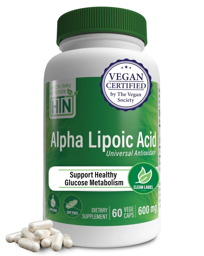 健康营养 Alpha Lipoic Acid 600mg 60 功用 认证 Vegan 普世抗氧化剂 N-GMO,第3党测试过,伪致幻剂,Gluten Free, Soy Free ALA Capsules