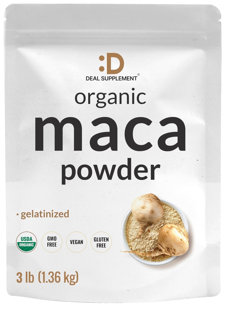 有机秘鲁马卡根粉, 3lbs – 易消化 Gelatinized Form – 草药超食品对男女的补充 – 支持Immune与能源健康 – 非GMO