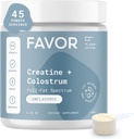 Favor Creatine和Bovine Colostrum Powder - Creatine Monohydrate Cow Colostrum 补充材料、高免疫球蛋白IgG、强力、肌肉恢复和男女口服健康,45名服务人员,未受欢迎