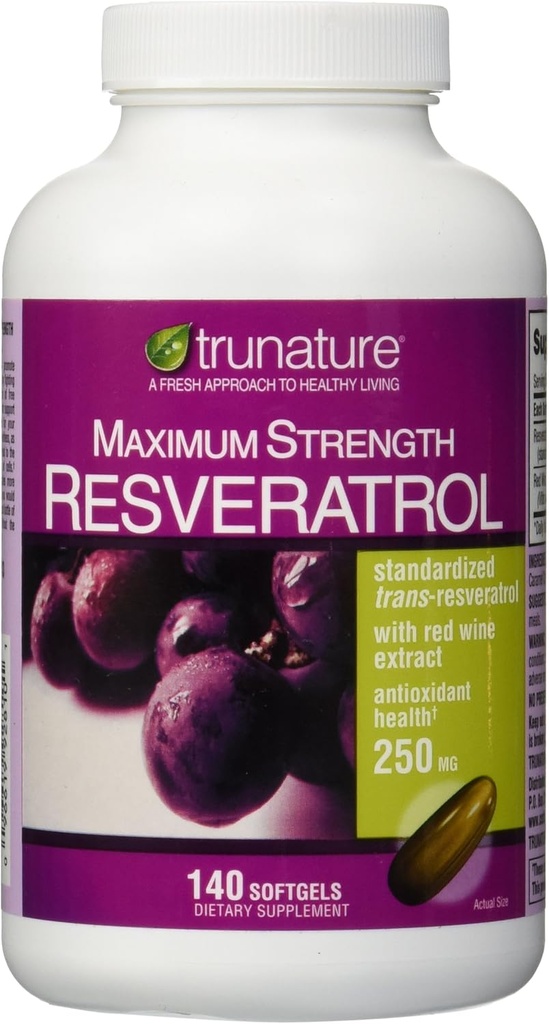 TruNature Resveratrol Plus 标准化的跨Resveratrol 250 毫克,140 蔬菜卡普尔