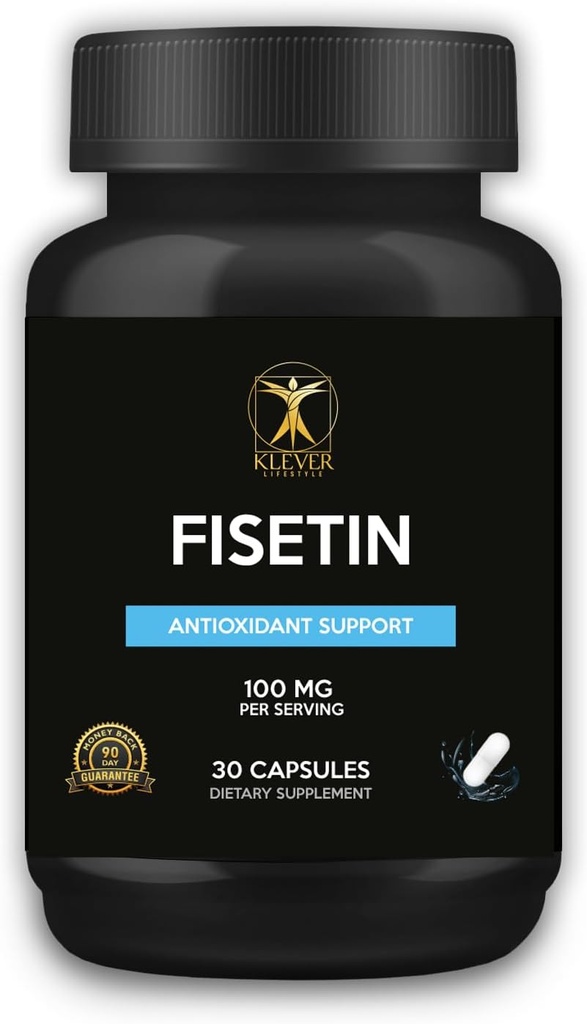Klever Lifetyle – Fisetin – Bioflavoid – 抗氧化剂补充剂,抗衰老效果,皮肤健康,元代谢福利 – 30 Capsules – 每服100毫克