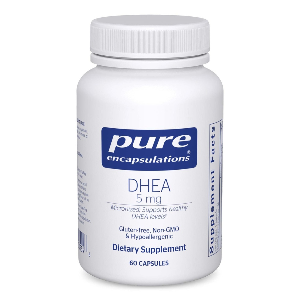 纯封装 DHEA 5 mg - 免疫支持和激素平衡* - 微量化 DHEA - Gluten Free & Vegan - 60 capsules