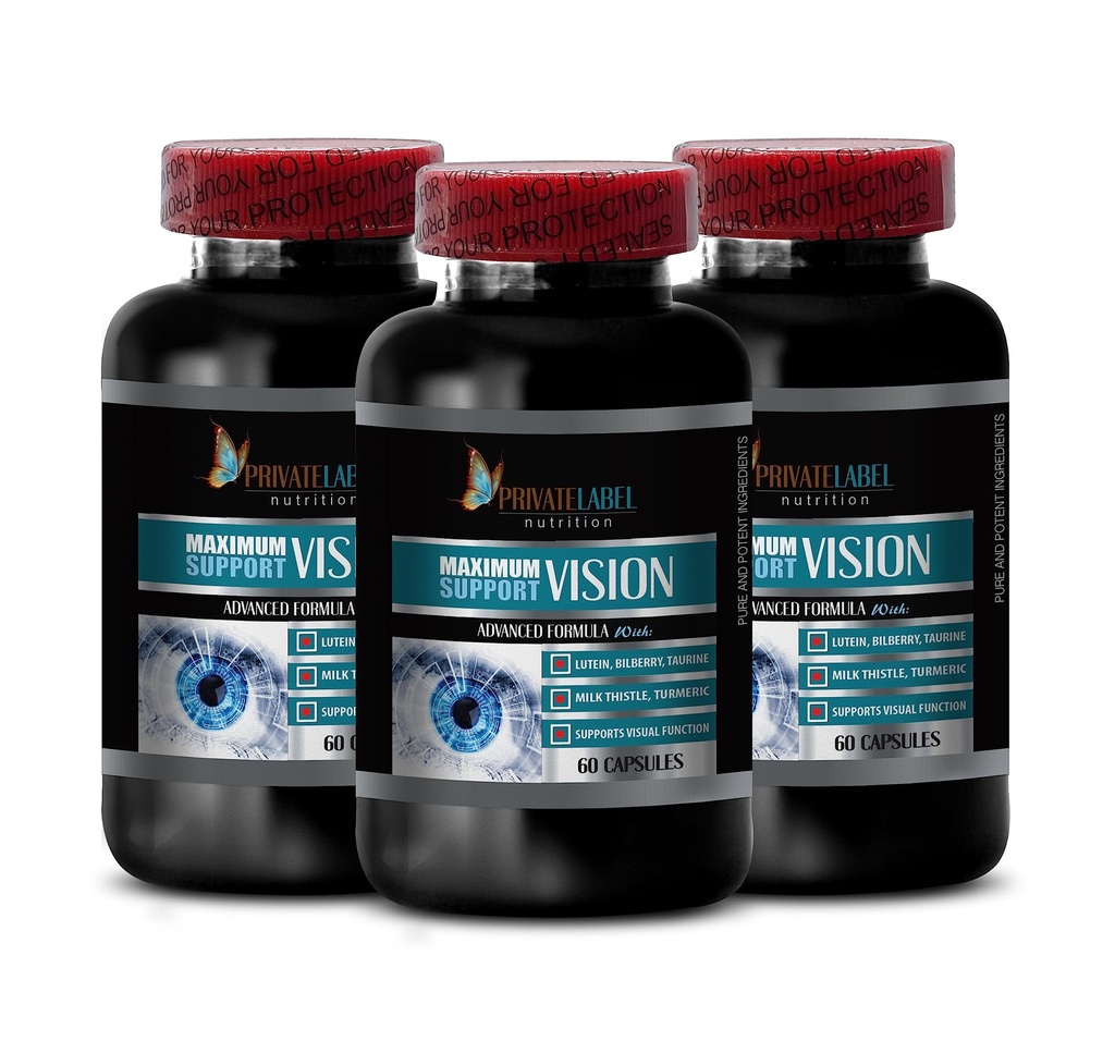 葡萄籽萃取有机 - Advanced VISION FORMULA - Taurine 氨基酸,改进视觉,Lutein和Zeaxanthin,50岁以上的成年人的有机眼补充物,奶tle有机 - 3瓶180Caps