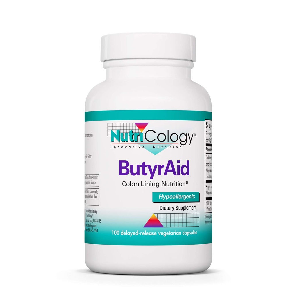 营养学 ButyrAid 补充200 mg - Butyrate, Gut Health, Butyric Acid, Tributyrin Complex, Colon Lining 营养学, 后生素, 延迟释放 蔬菜卡普尔斯 - 100 Colets