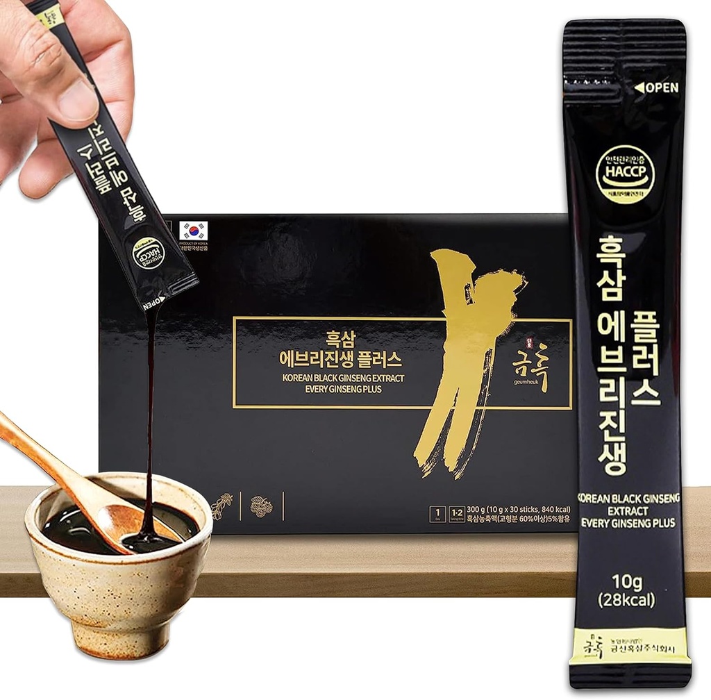 GeumHeuk 韩国黑金森 提取 Every Ginsen Plus. 10g X 30 棒邮袋. 免疫支持 能量助推器 法蒂格复苏 精神表现 专利方法。