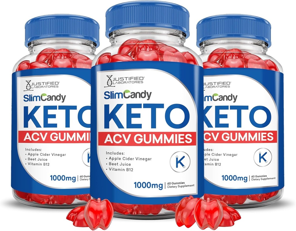(3 pack) Slim Candy Keto ACV Gummys 高级公式 1000MG SlimCandy Keto Gummys 苹果苹果苹果苹果醋 配以石榴甜甜菜汁粉 B12 Vegan Non GMO 180 Gummys 配制的苹果苹果醋