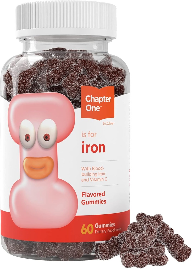 配有维生素C的Zahler Iron Gummys - 用于女性,男性和孩子 - 最佳简便文摘 Kosher Iron Supplement for Kids & Altors - 60 Counter