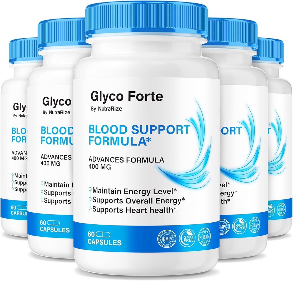 (5 Pack) Glyco Forte Capsules, 官方GlycoForte来维持整体健康, 所有支持血液流通的自然公式, Premium Glyco Forte Pastillas Review (300 Capsules)