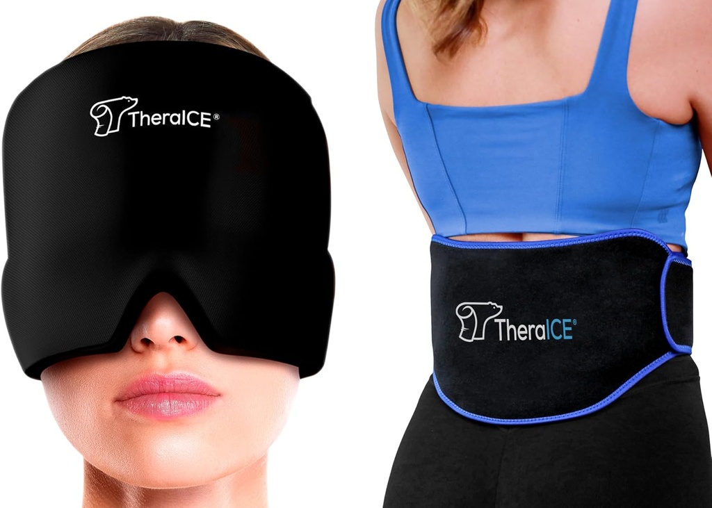 TheraICE Migraine Relief Cap 和 TheraICE 冰块背负低背痛