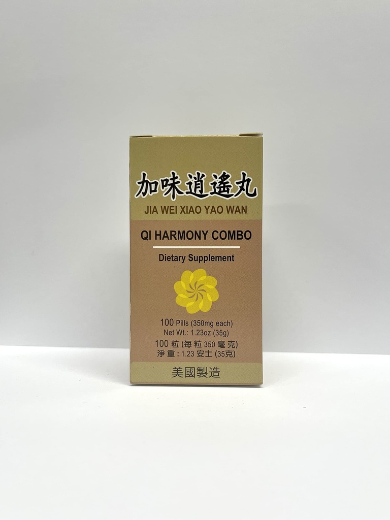 Qi Harmony Combo - 佳伟小姚湾草药补充剂助燃剂, Fatigue, Abnormal Sweating 350mg 100 Pills Maked in America