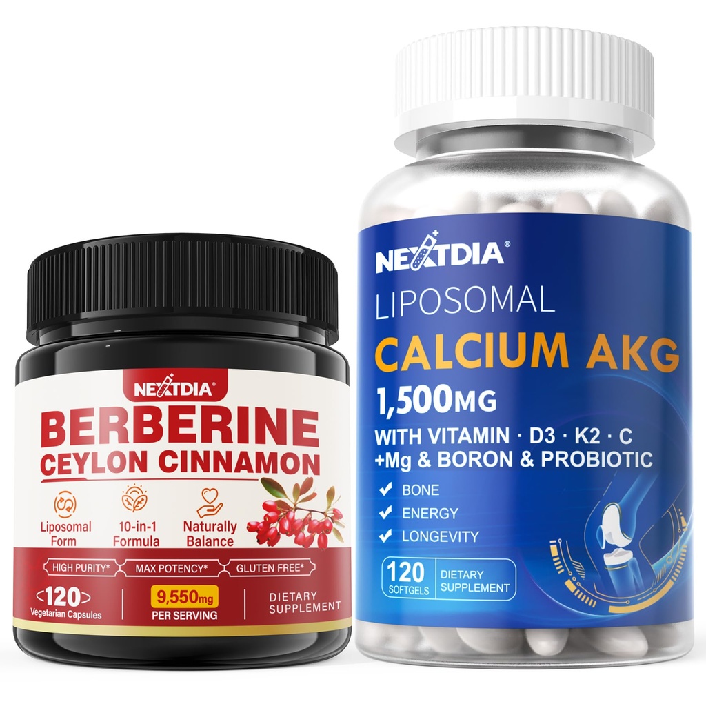 Berberine 补充1500mg + Liposomal Calcium AKG 补充1500mg