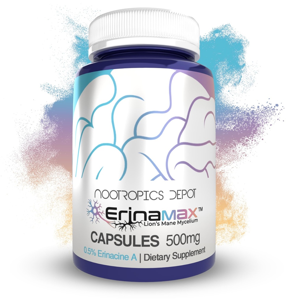 (原始内容存档于2017-09-29). Nootropoctics Depot Erinamax Lion's Mane 500mg Capsules 液态文化 Mycelium 2.5mg Erinacine A | Mood,认知, & Nerve 支持 | 60 Counter