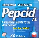 Pepcid AC 原强心烧救药片,因酸性消化和酸性胃肿而预防并释放心烧药片,10 mg Famotidine以减少并控制酸性,快动作,60 Ct