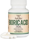 Boric Acid 套件(600mg 阴道套件,60个计数) 支持阴道pH平衡,食味控制(USP 医学级精粉,易溶,第三方测试) 由双木制成