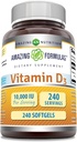 神奇的维生素D3(Cholecalciferol) 補充 + 10,000 IU → 240 Softgels → Non-GMO → Gluten-free → 美国制造