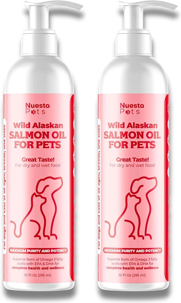 Pets 2-Pack 野生阿拉斯加的沙门油混合剂,用于狗和猫 → Omega-3 Boost & Shed Defense → Conat & Skin, Alnergy & Dandruff Relief → 煤炭支持和治疗 - 20 Fl Oz 共计