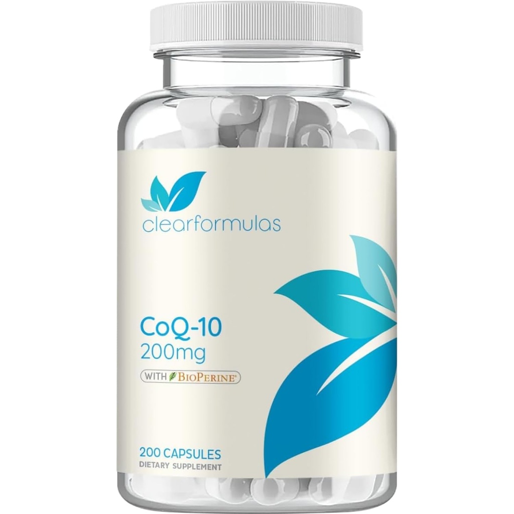 CoQ10 200mg with BioPerine - Enhanced Absorption Coenzyme Q10 200mg Potent Antioxidant for Heart Energy and Aging Support - High Stability CoQ10 Ubiquinone Caps - Made in a cGMP US Lab (200 Servings)