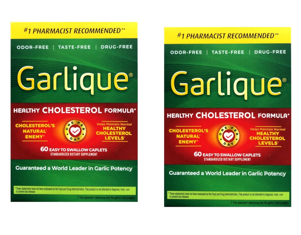 Garlique Dietary Supplement Caplets, 60 Count (Pack of 2)