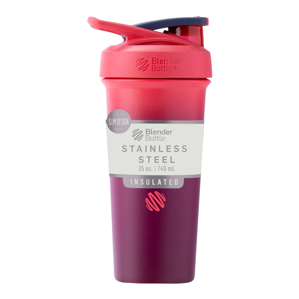 BlenderBottle Sport Sleek 绝缘无色钢摇摆瓶与Wire Whisk, 25-Ounce, Sangria Ombre – 蛋白质摇摆和水分用于运动员和适身性 Enthusiasts, 易混合, Slim Easy to hold, 保持饮用冷淡,可锁定的Lid