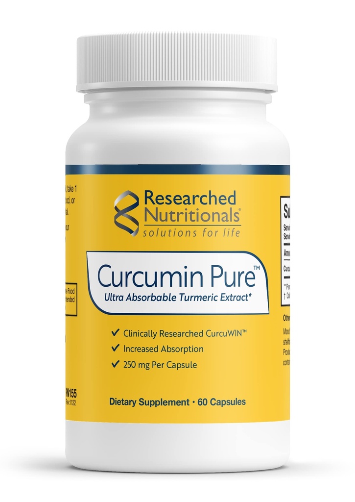 研究营养素Curcumin纯 - 临床研究的Curcumin提取物,46x比传统的Turmeric提取物(60 Vegan Turmeric Capsules)更可吸收