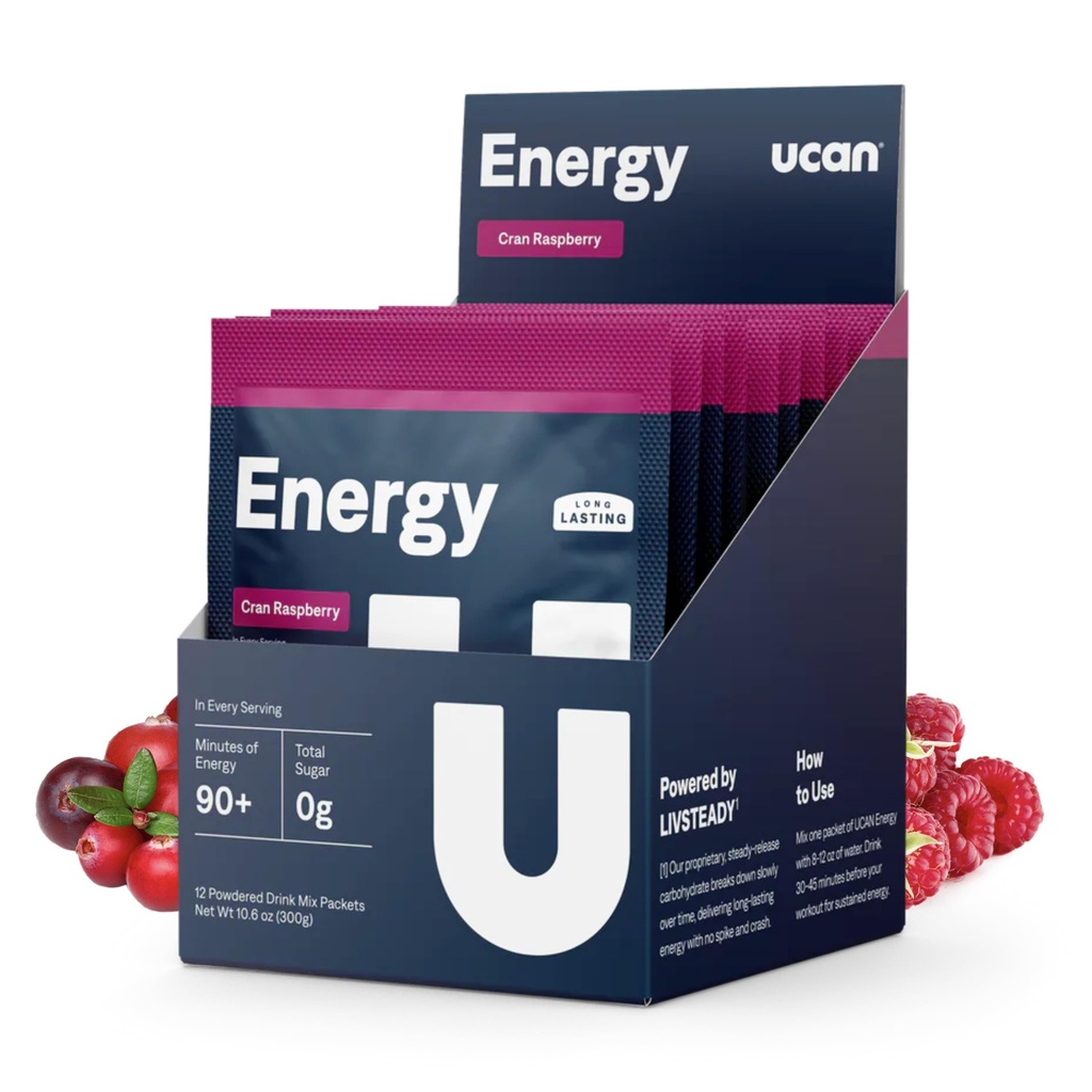 UCAN 能源粉, Cran-Raz, Keto, 男女无糖前期和后期工作, Non-GMO, Vegan, Gluten-Free, 对奔跑者, 健身运动员和高性能运动员(12人,25克)