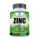 美国标准补充锌100mg,维生素C1000mg,维生素D35000 IU(125mcg) Per Service - Gluten Free, Non-GMO,120 Capsules,60 Services