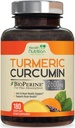 Turmeric Curcumin 补编 2600mg - 95% Curcuminoids 有机Turmeric & BioPerine Black Pepper 用于最佳吸收, Nature's Vegan 联合支持, N-GMO Tummeric, Bottled in USA - 180 Capsules