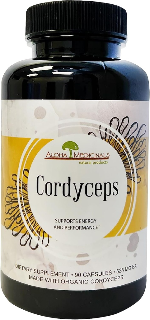 Aloha Medicinals Prure Cordyceps, 认证有机蘑菇补充剂, 支持豁免和能源, 包1, 90 Capsules